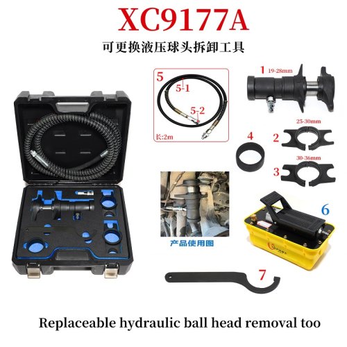 Replaceable hydraulic ball head removal tools