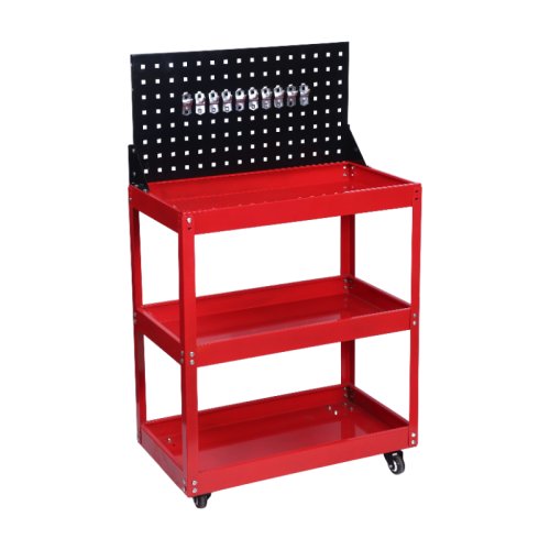 3-Tier Rolling Tool Cart with Back Panel