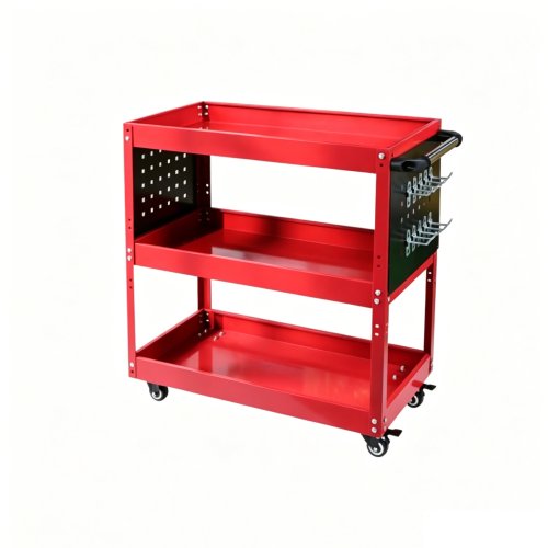 3-Tier Rolling Tool Cart with Double-Sided Pegboard